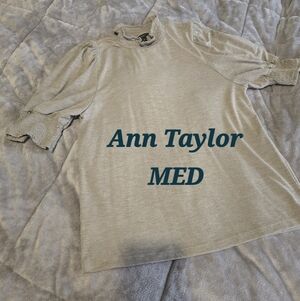 Ann Taylor Heather Gray Ruffle Sleeve Tee